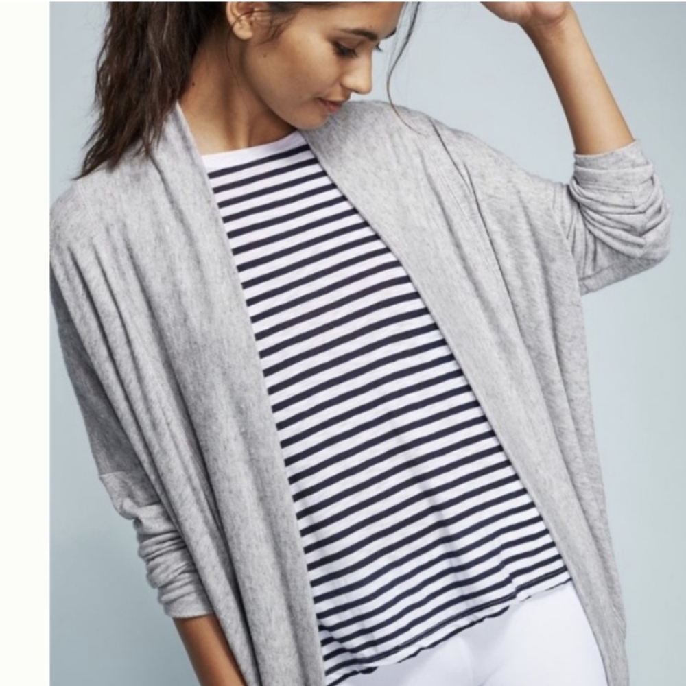 GAP Open Front Soft Spun Grey Cocoon Batwing Wrap Cardigan Shawl Medium